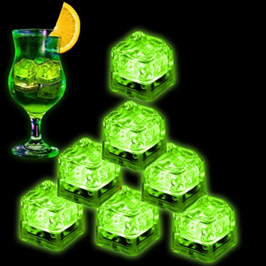 

Light Up Ice Cubes for Drinks 96 PCS Green LED Ice Cubes Liquid Activated Glow in The Dark Waterproof Ice Cubes for Home Bar Su
