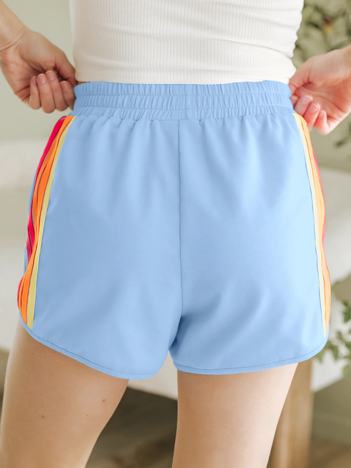 DearLover High Waist Casual Shorts Women's Summer New Color Block Straight Leg Three-quarter Length Pants Ladies' Fashion