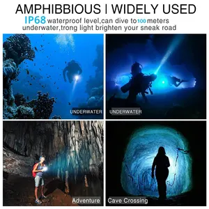 High power dive lantern with hand rope, IP68, higher waterproof classification, professional light, fed by 18650 battery 11 Main Sales Professional Diving Lantern - №3