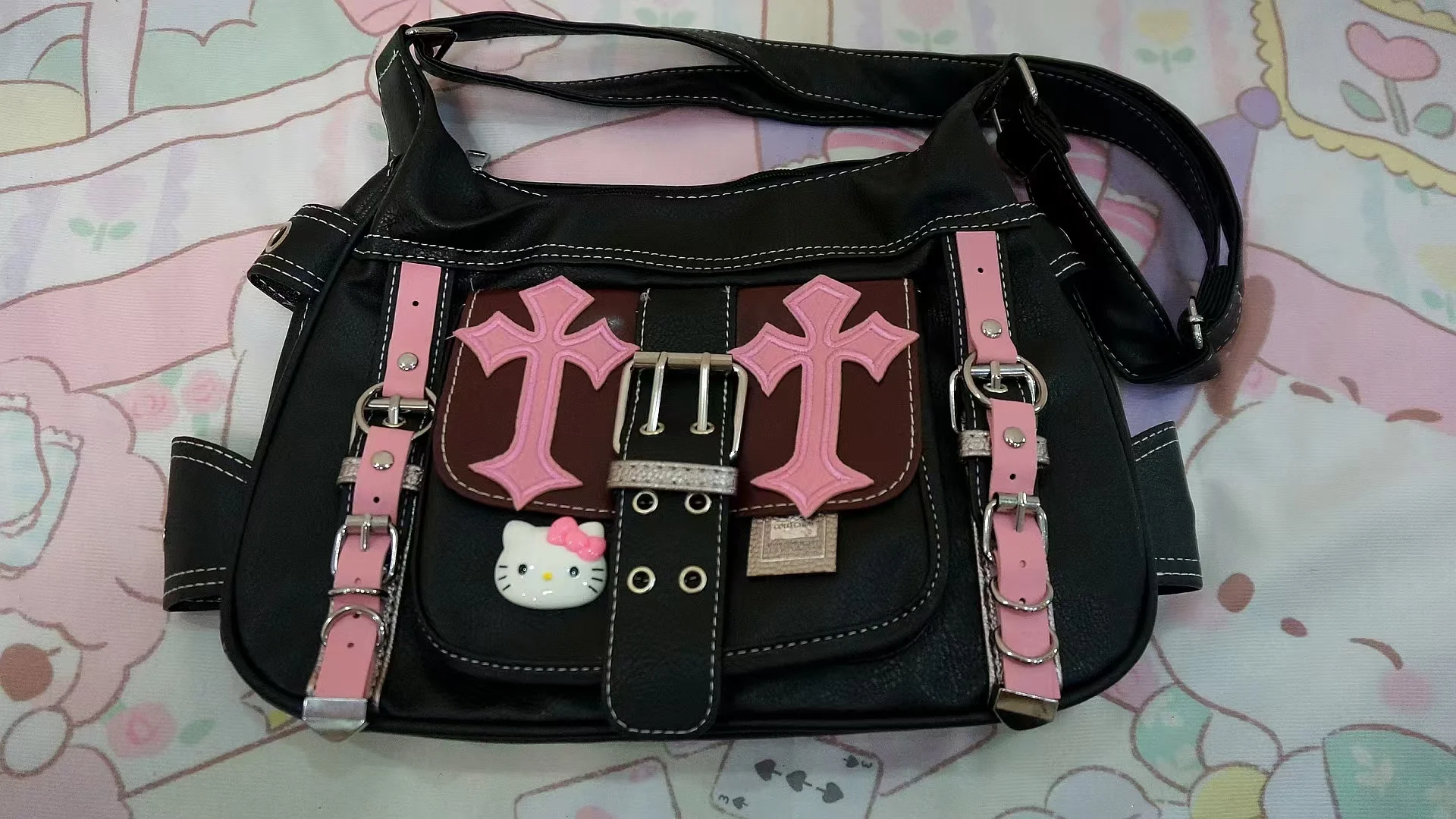 Kawaii Sanrio Hello Kitty Y2K Handbags Fashion Leather Bag Crossbody Female Crossbody Tote Message Bag Accesorios for Girl Women