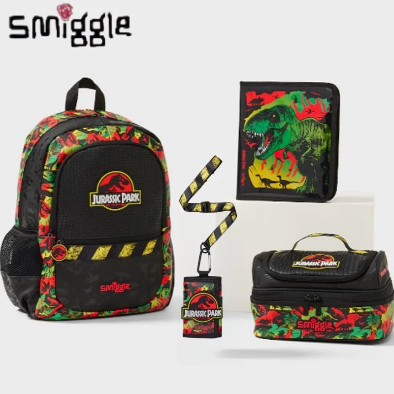 2024 New Hot Australian Smiggle Backpack Dinosaur Backpack Dining Bag Water Bottle Cartoon Stationery Set Students Study Gifts