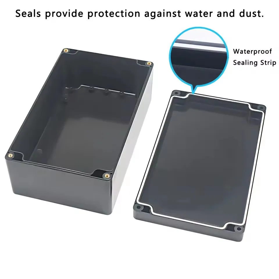 Flame-retardant junction box Outdoor waterproof box Black flame-proof plastic industrial machinery box enclosure plastic abs box