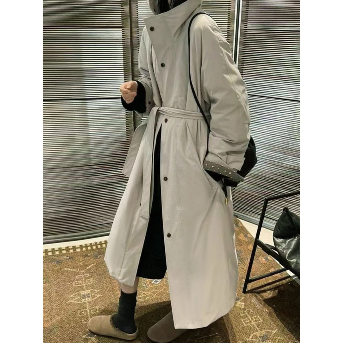 

Длинное женское пуховое пальто с воротником-стойкой, свободного кроя, в корейском стиле, для повседневной носки, белое, зимнее, новинка