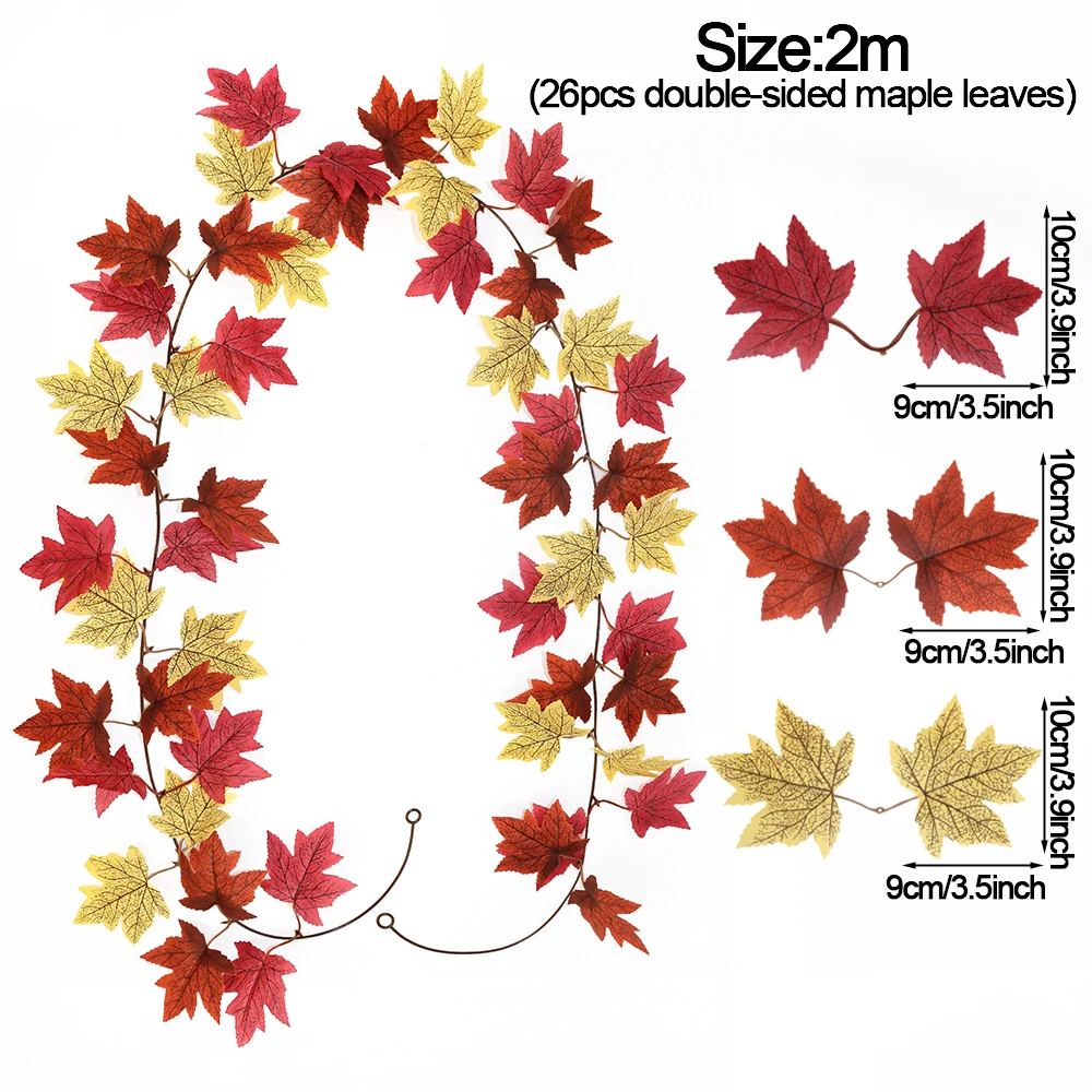 Thanksgiving Dekorationen Herbst Ahorn Rebe Girlande Künstliche Herbst Herbst Laub Girlande Hochzeit Kamin Dekor Halloween Party – Detail 13