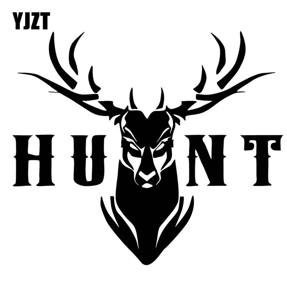 YJZT 15.6CM×13.4CM Personality Car-styling Hunt Deer Vinyl Car Stickers Decal Black/Silver