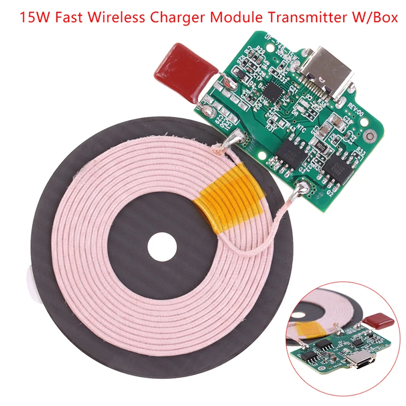 15W Qi Fast Wireless Charger Module Transmitter With Box PCBA Circuit Board Coil DIY