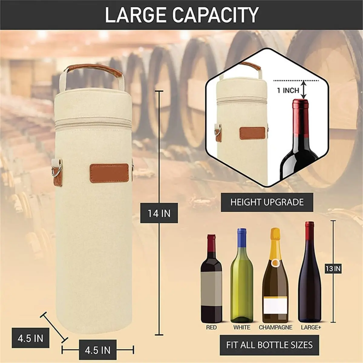 Wine Bag Carrier - Insulated Single Bottle Tote for Travel, Picnic, and Beach with Strap