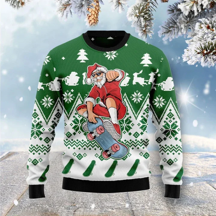 2026 New Santa Racing Motorcycle Graphic Autumn Ugly Christmas Sweater Unisex Pullover Christmas Party Sweatshirt Jumper Sweater view 2