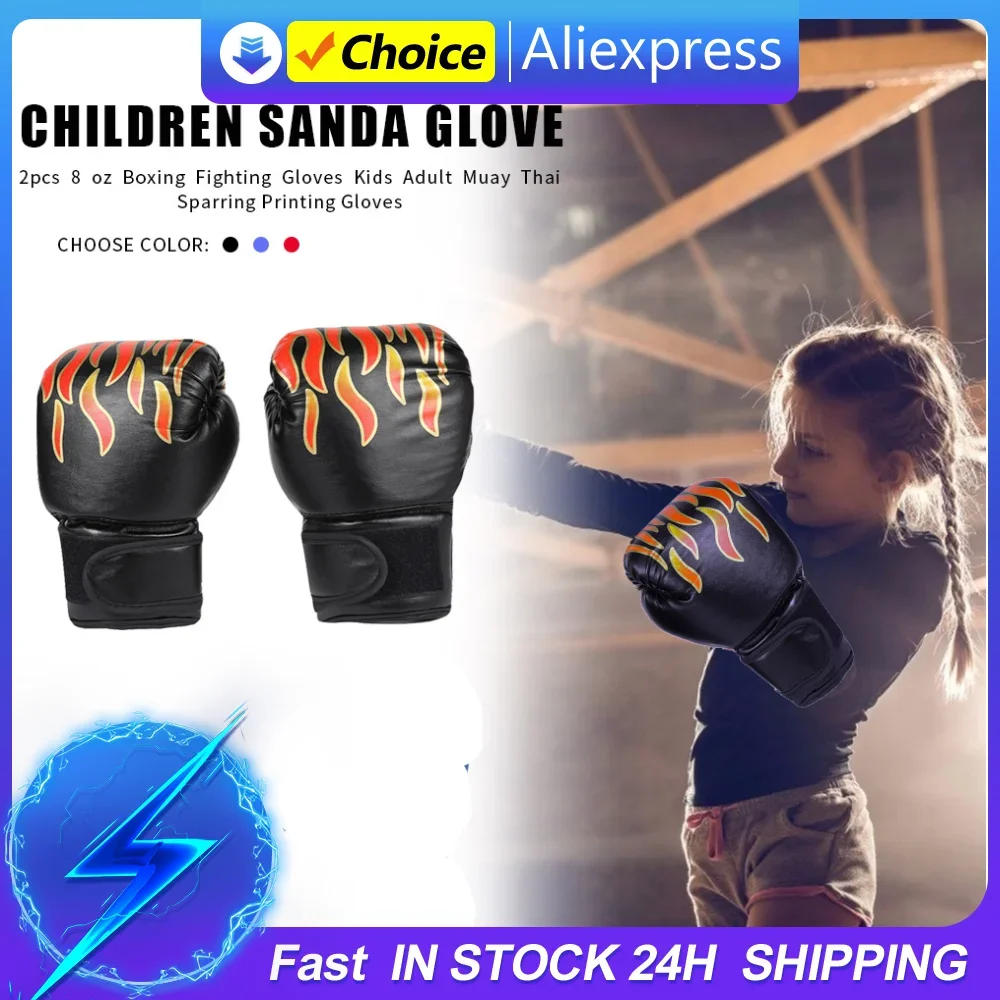 

2pcs Thickened Boxing Gloves MuayThai Sanda Professional Competition Glove Breathable for Kids for Children Training