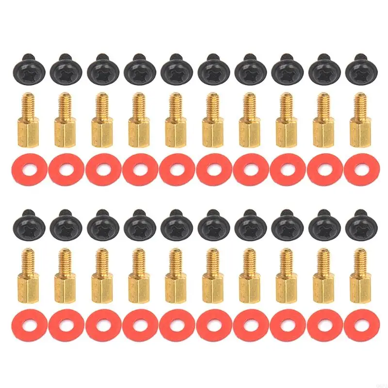 20 個の PC ケースファン 6.5 ミリメートル 6-32-M3 マザーボードライザー + 20 個のネジ + 20 個のワッシャーガスケット真鍮スタンドオフ