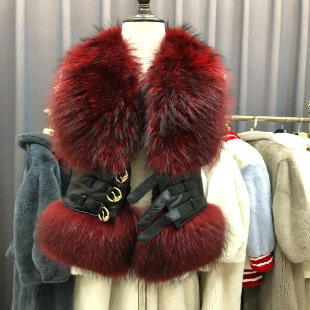 2018 Autumn winter women wear new fashion waistcoat breathable winter racoon  fur  women vest