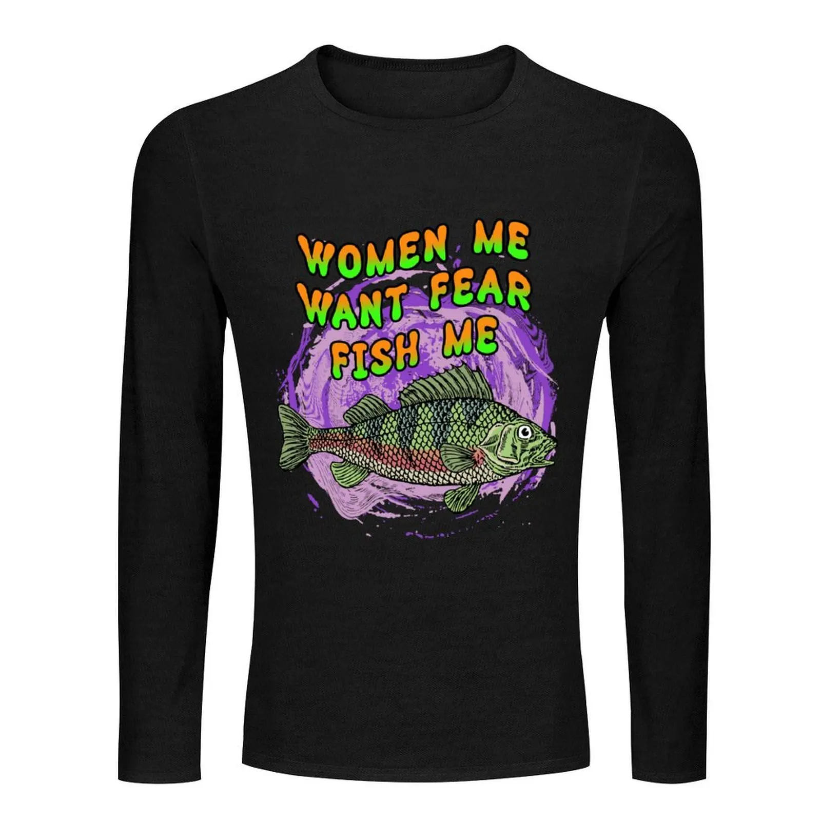 Women Want Me Fish Fear Me Long T-Shirt cute tops t shirt man animal print shirt for boys black t shirts Men's t shirts