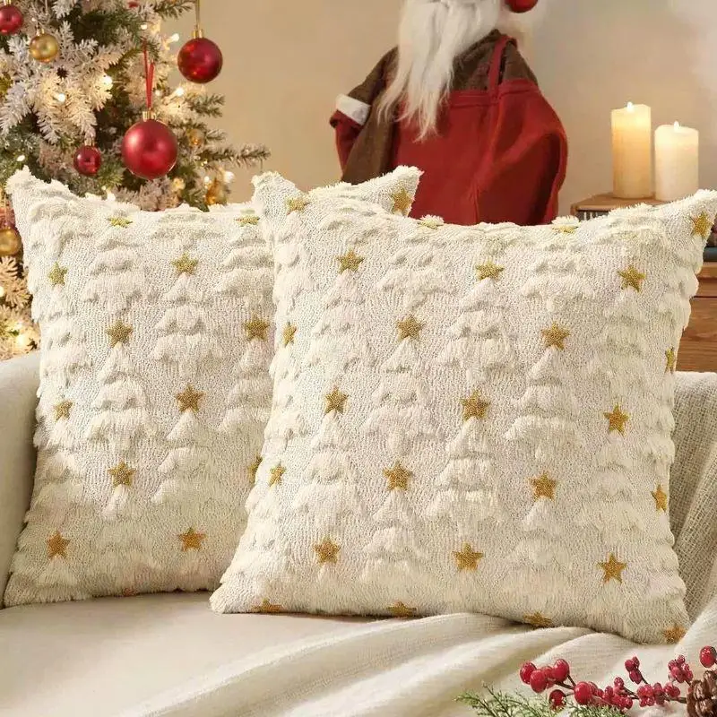 

Christmas Tree Pillowcase Plush Decorative Cushions Pillow Case 45x45 Cushions Covers Sofa Decor Living Room Pillow Cover