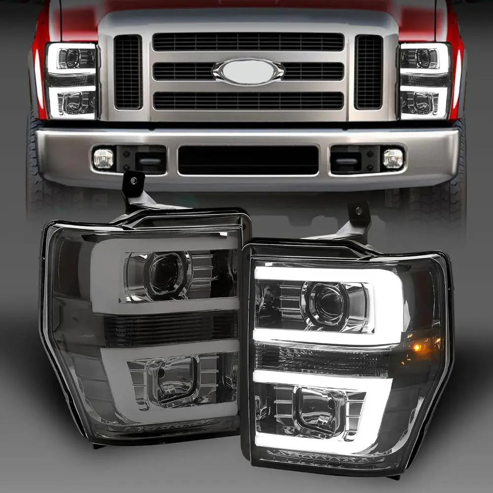 

Проекционные фары, совместимые с Ford F250 F350 F450 F550 Super Duty 2008-2010 годов, светодиодные трубчатые ДХО, блок фар в сборе, левая