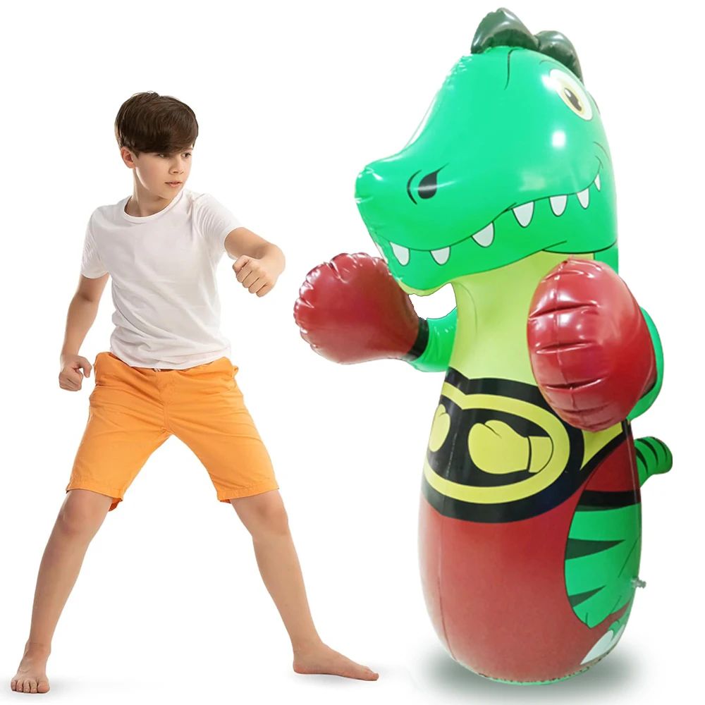 PVC 47 inch inflatable dinosaur boxing post boxing bag water filling tumbler for kids birthday gift outdoor sports toys