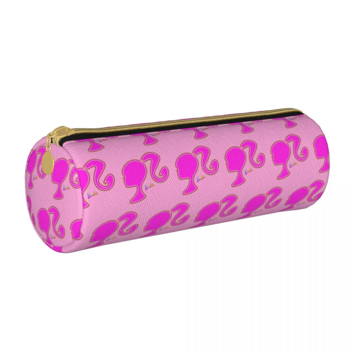 Barbie Logo Pink Pencil Case Barbie girl Leather Pencilcases Pen for Student Large Storage Bag Students School Zipper Stationery