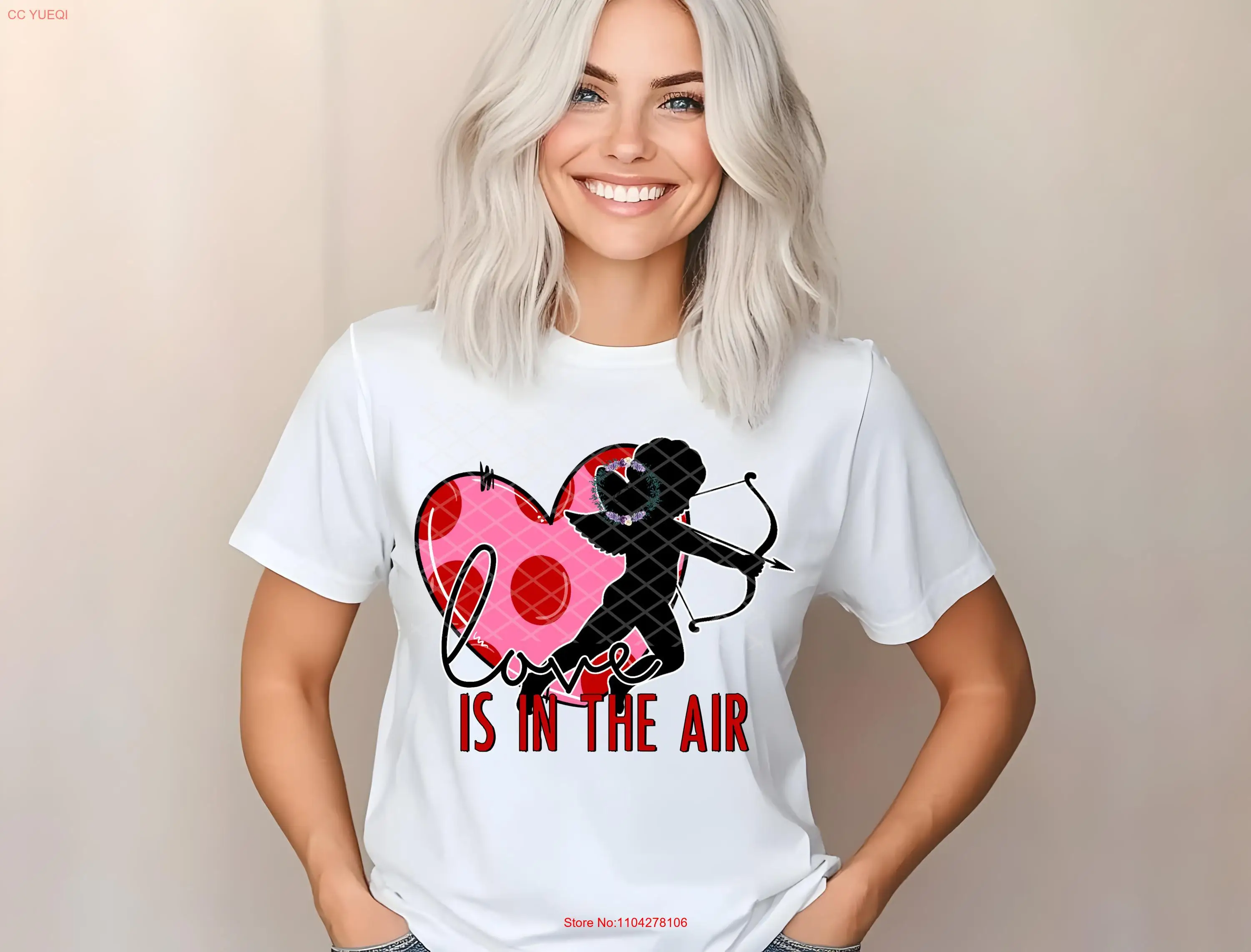 Love is in the air valentine tees cupid arrow tee shirts long or short sleeves