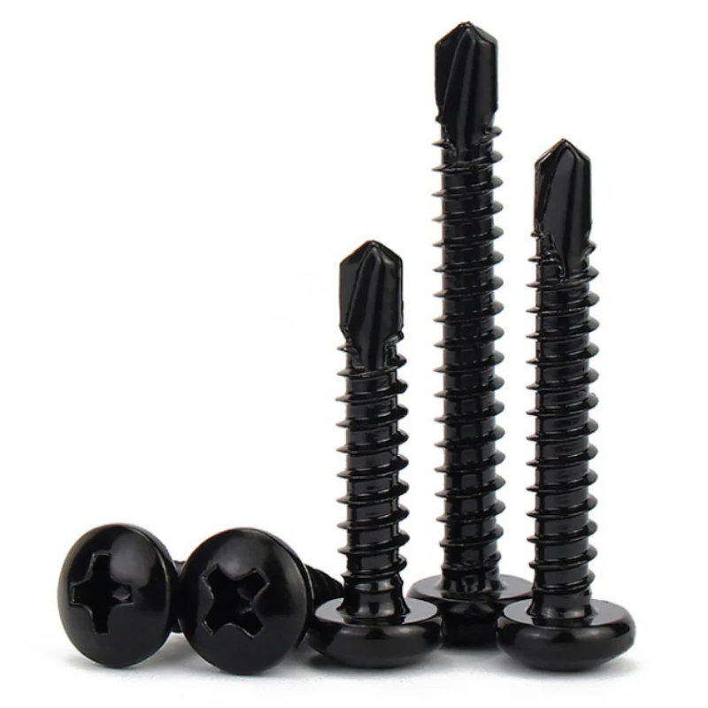 10/20Pcs Black 304 Stainless Steel Cross Pan Head Drilling Self Tapping Screws M3.5 M4 M4.2 M5 Length=13mm-50mm