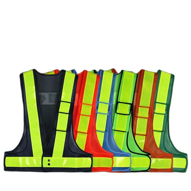 V Shape Construction Site Riding Breathable Fluorescence Reflective Vest Warning Safety Cothing