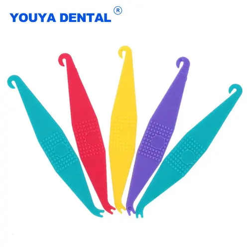 Gancho de colocación Dental elástico desechable para tirantes, anillo de ligadura, Retractor de ortodoncia para clínica de dentista, 50 unids/lote por bolsa