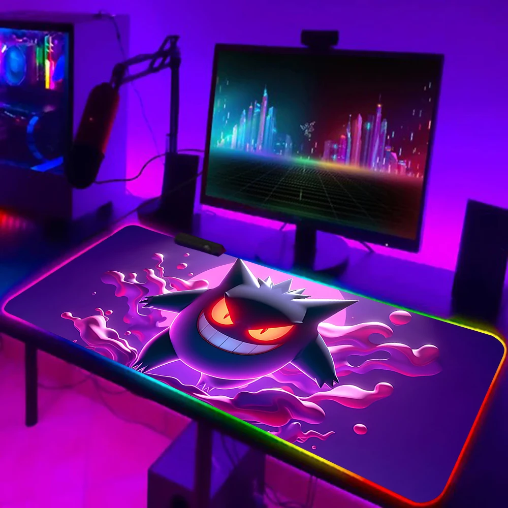 Niedlichen Anime Gengars RGB PC Gamer Tastatur Mauspad Mauspad LED leuchtende Maus matten Gummi Gaming Computer Mausepad