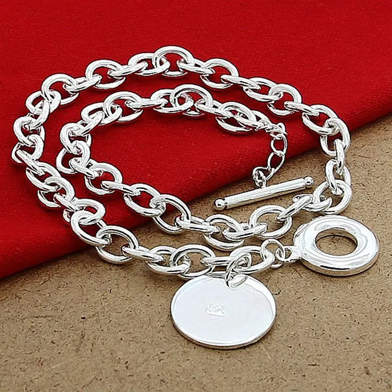 925 Sterling Silver Round Necklace, Charm Trend Gift