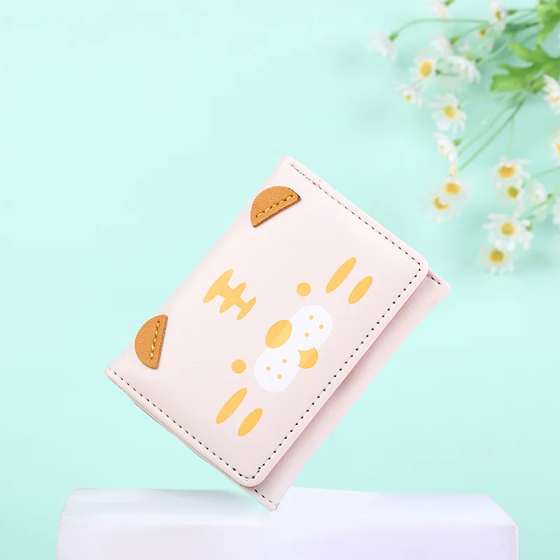 Women Short Thin Korean Version Cute Tiger and Pig Ladies Small Wallet Student Three-fold Wallet Female Fashion Short Coin Purse