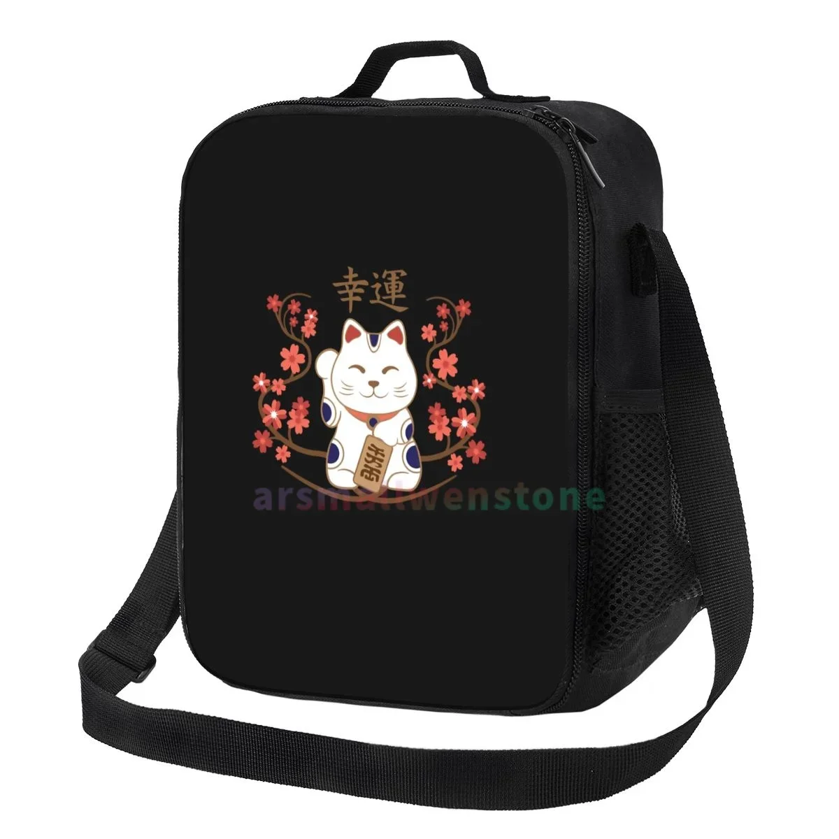 

Japanese-Lucky-Cat Lunch Bag Portable Thermal Insulated Lunch Box Picnic Multifunction Food Tote for Women