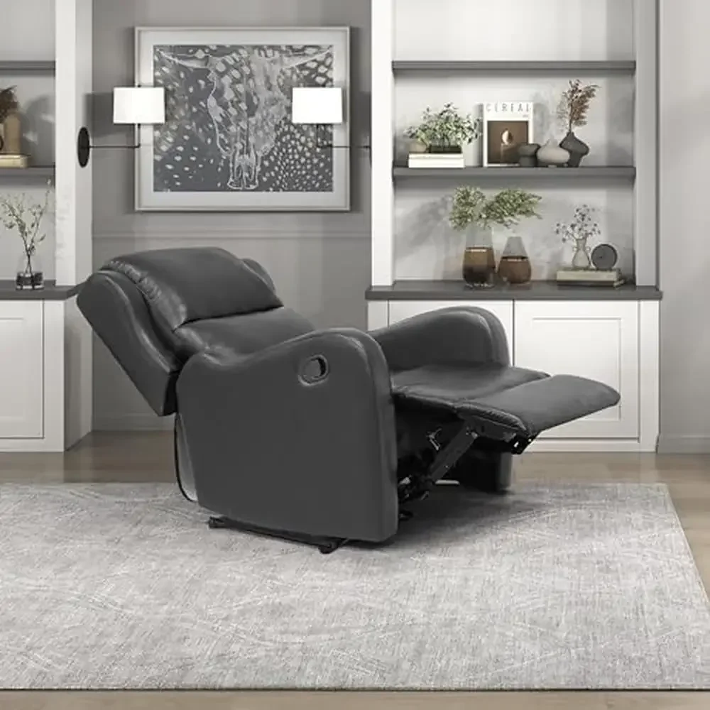 Living Room Recliner Sofa Chair Modern Home Theater Seating Faux Leather Manual Recliner Chair Luxe Style Comfortable Furniture