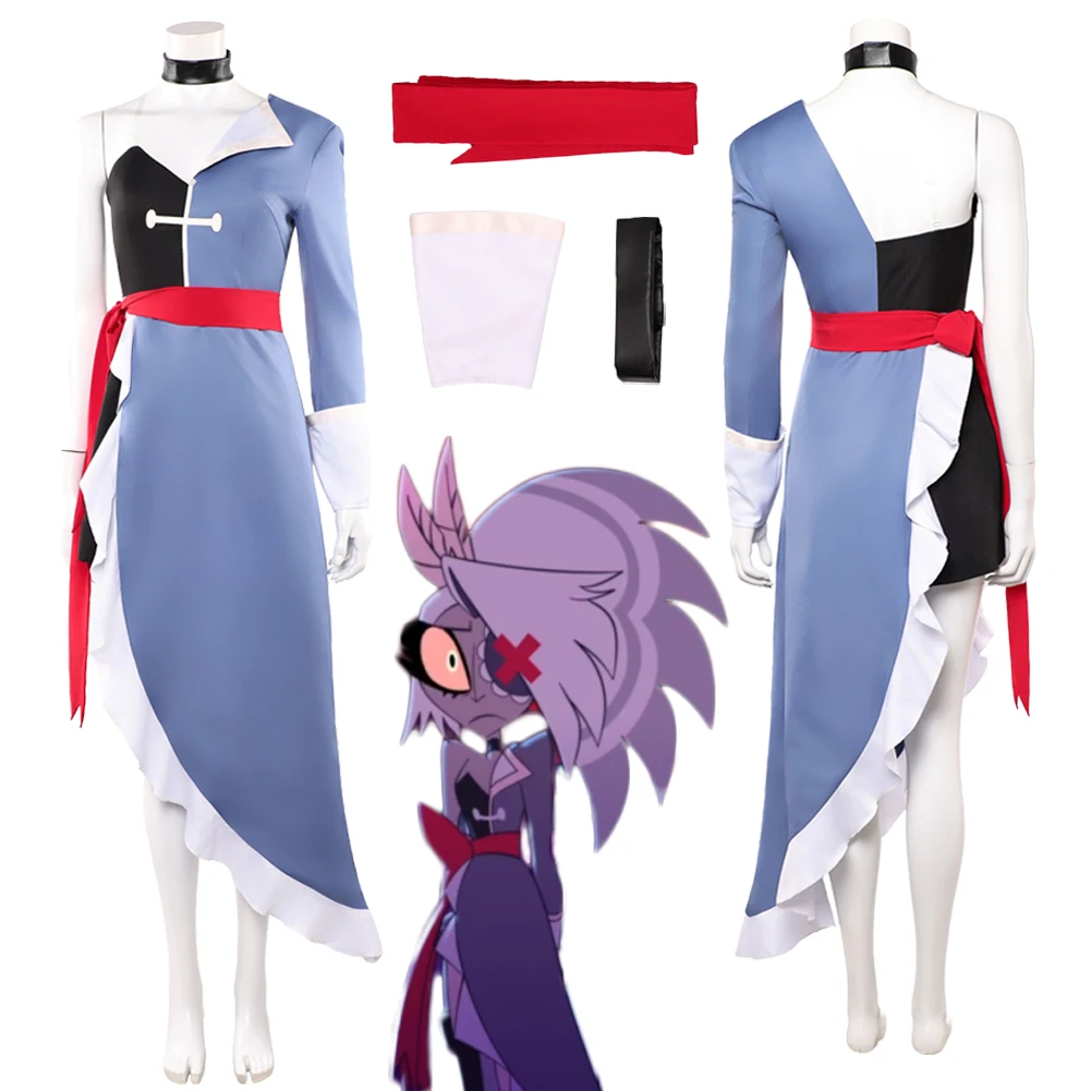 hazzbin-hell-inn-vaggie-cosplay-hotel-robe-violette-costume-uniforme-femmes-vetements-ensemble-tenues-d'halloween-costumes-de-fete-de-carnaval