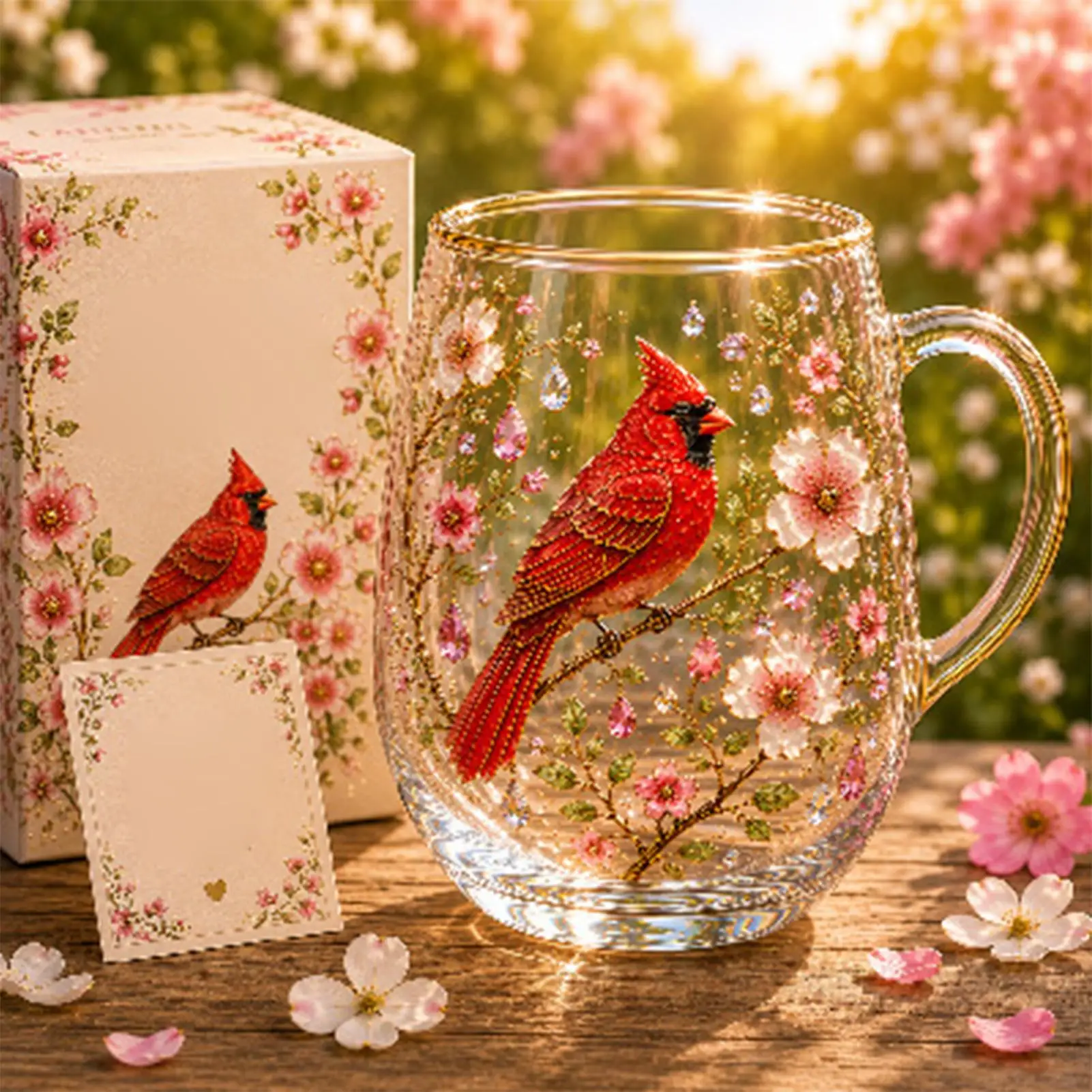 Decorative Coffee Mugs Hummingbird Wildflower Bee Aesthetic Drinkware Floral Boho Glass Tea Cup For Iced Coffee Cocktail Home