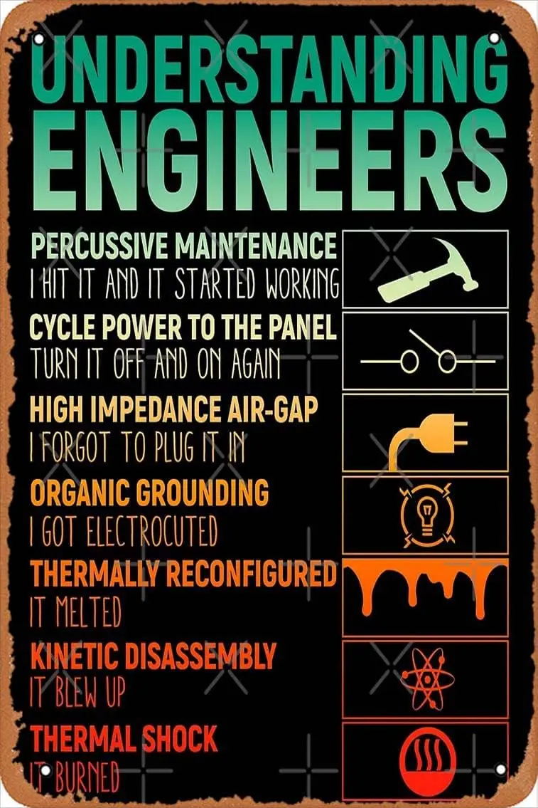 Vintage Understanding Engineers Poster Metal Sign Retro Home Decorative Vintage Tin Sign 12 x 8 Inch sign