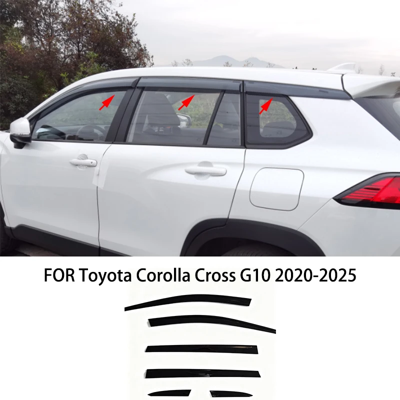 

Car accessories FOR FIT Toyota Corolla Cross G10 2020-2025 black waterproof Door Window Visor Vent Shades Sun Rain Guard