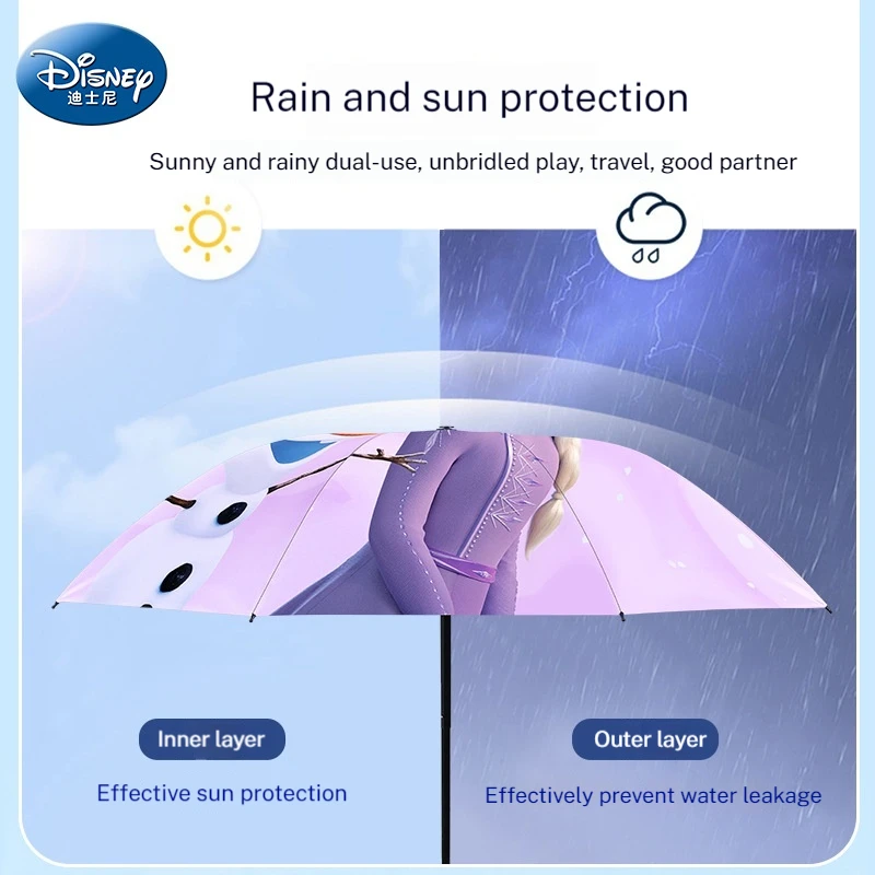 Disney Elsa Princess Children Sunny Rainy Umbrella Girl Folding Lightweight Cute School Kindergarten Students Anime Peripherals