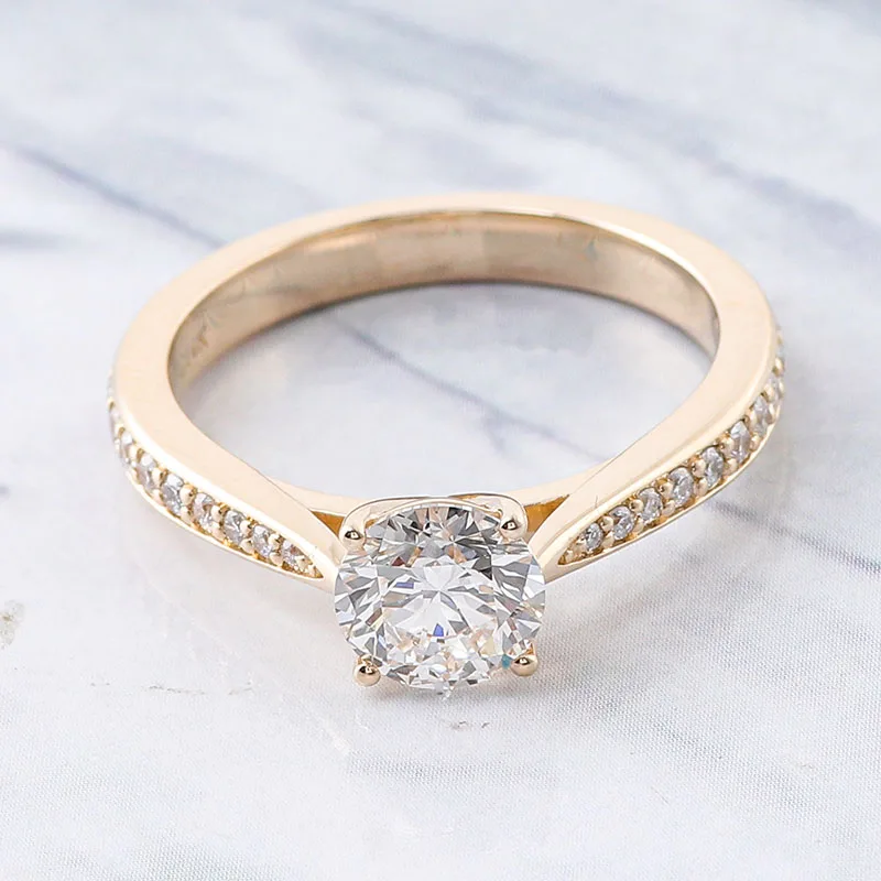 Provence solid 14K/18K yellow gold rings lab diamond engagement rings for women Promise Wedding Anniversary Custom Birthday Gift