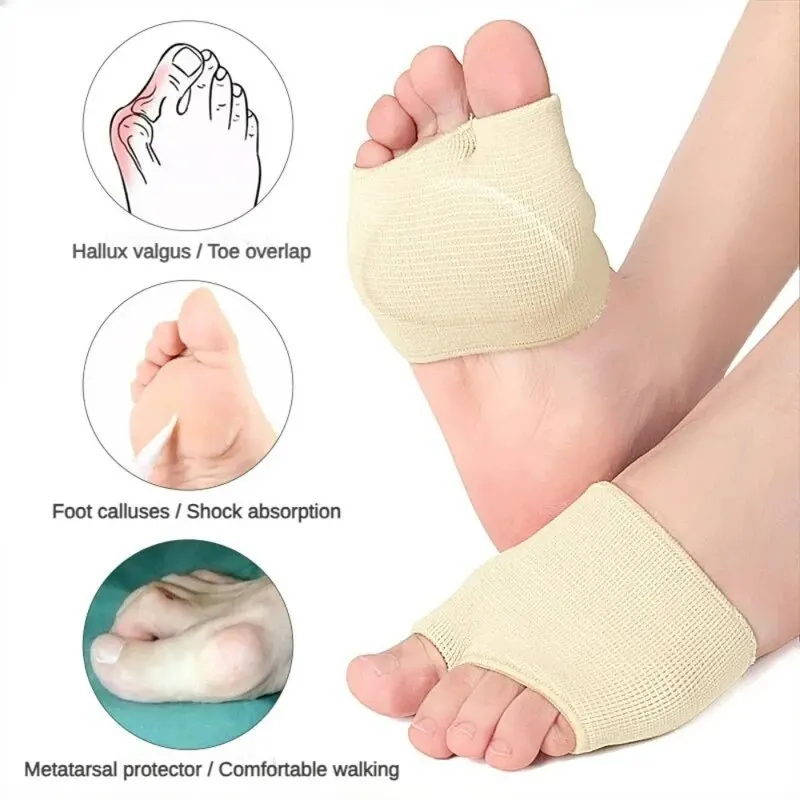 Metatarsal Sleeve Pads Half Toe Bunion Sole Forefoot Gel Pads Cushion Half Sock Prevent Calluses Blisters