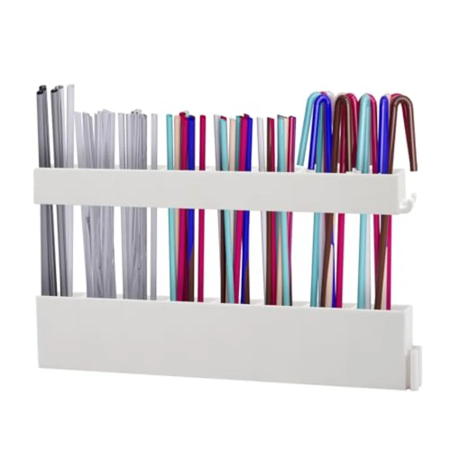 Straw Holder Straw Organizer Reusable Straw Holder Storage for Drinking Straws Cabinet Door Mounted White