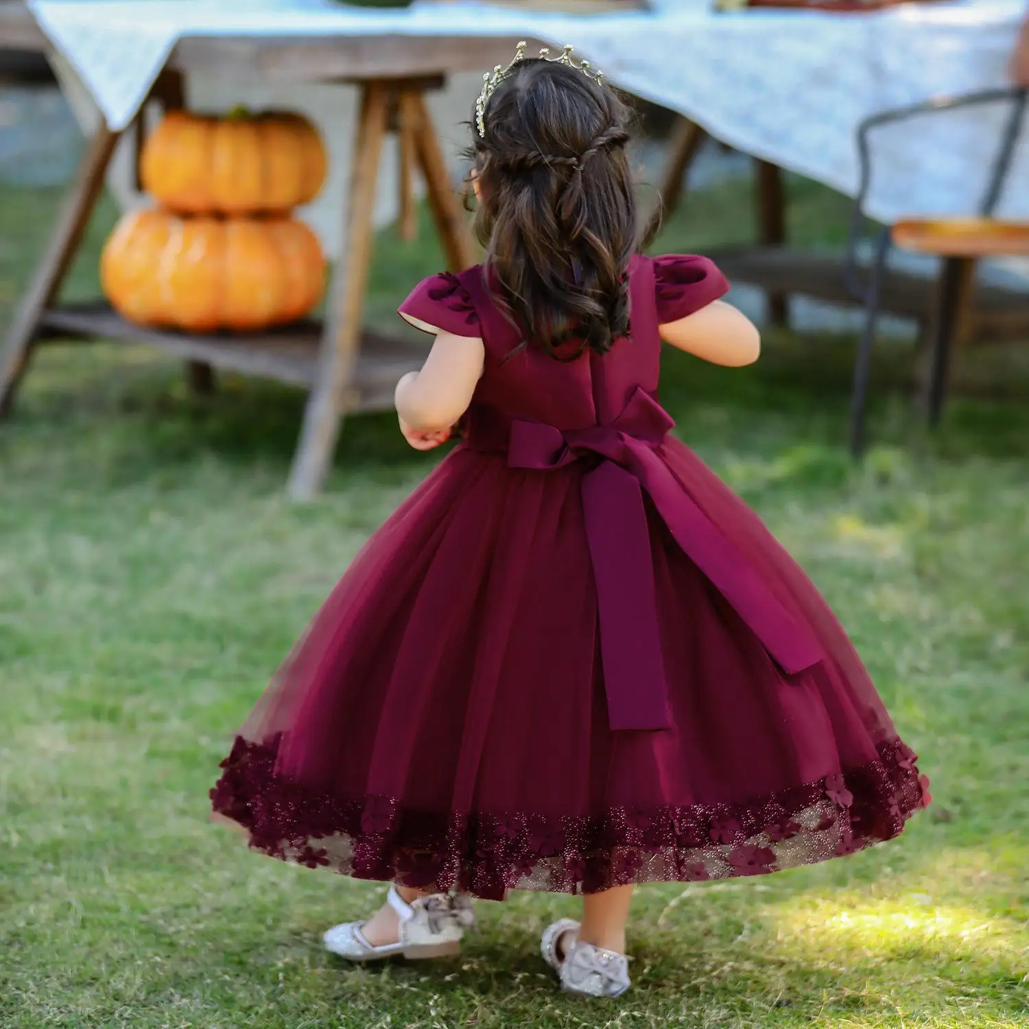 Elegant Flower Baby 1st Birthday Princess Dress For Girls Toddler Tulle Baptism Wedding Party Girl Dresses Wedding Gown Costumes