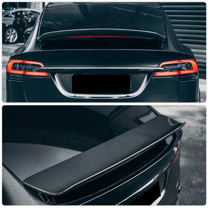 Car Rear Trunk Spoiler Wings for Tesla Model X SUV 75D 90D Sport Utility 4-Door 2016-2019 Rear Boot Lid Wing Lip Carbon Fiber