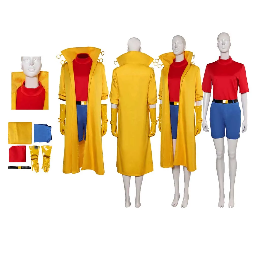 Female Jubilee Cosplay Costume Disguise Cartoon X 97 Roleplay Superhero Fancy Adult Coat Pants Shirt Outfit Halloween Party Suit