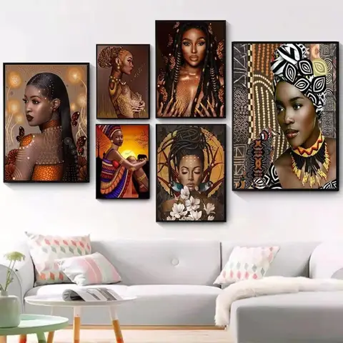 African Girl Graffiti Art Posters and Prints Abstract Woman Canvas Painting Wall Decoration Art Pictures African Black People