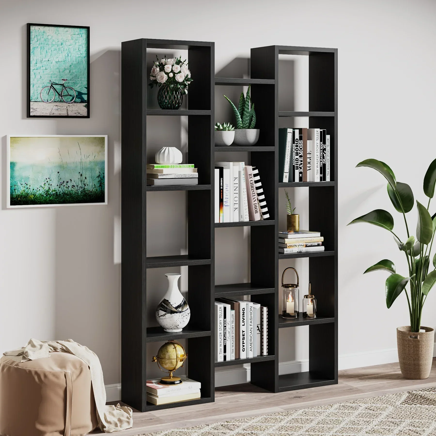 Tribesigns Modern Bookcase, 5-Shelf Storage Organizer Bookshelf with 14-Cube Display Book Shelf for Home Office, Living Room
