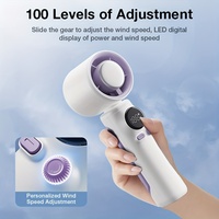 New Rechargeable Handheld Turbo Fan 4000mAh USB Rechargeable Fan with LED Digital Display High Speed Cooling Mini Fan for Travel