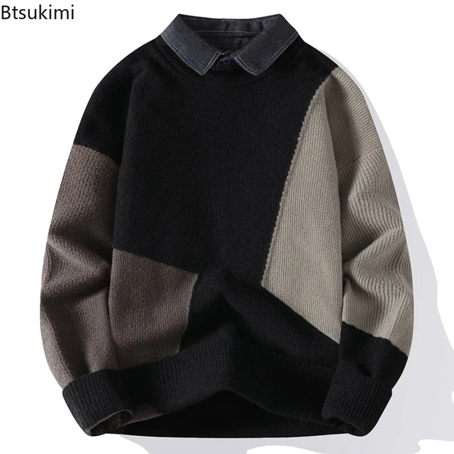 

Men's Shirt Collar Twinset Knitted Sweaters Autumn and Winter Outwear Casual Sweaters for Men Quality Pullovers Male Clothing