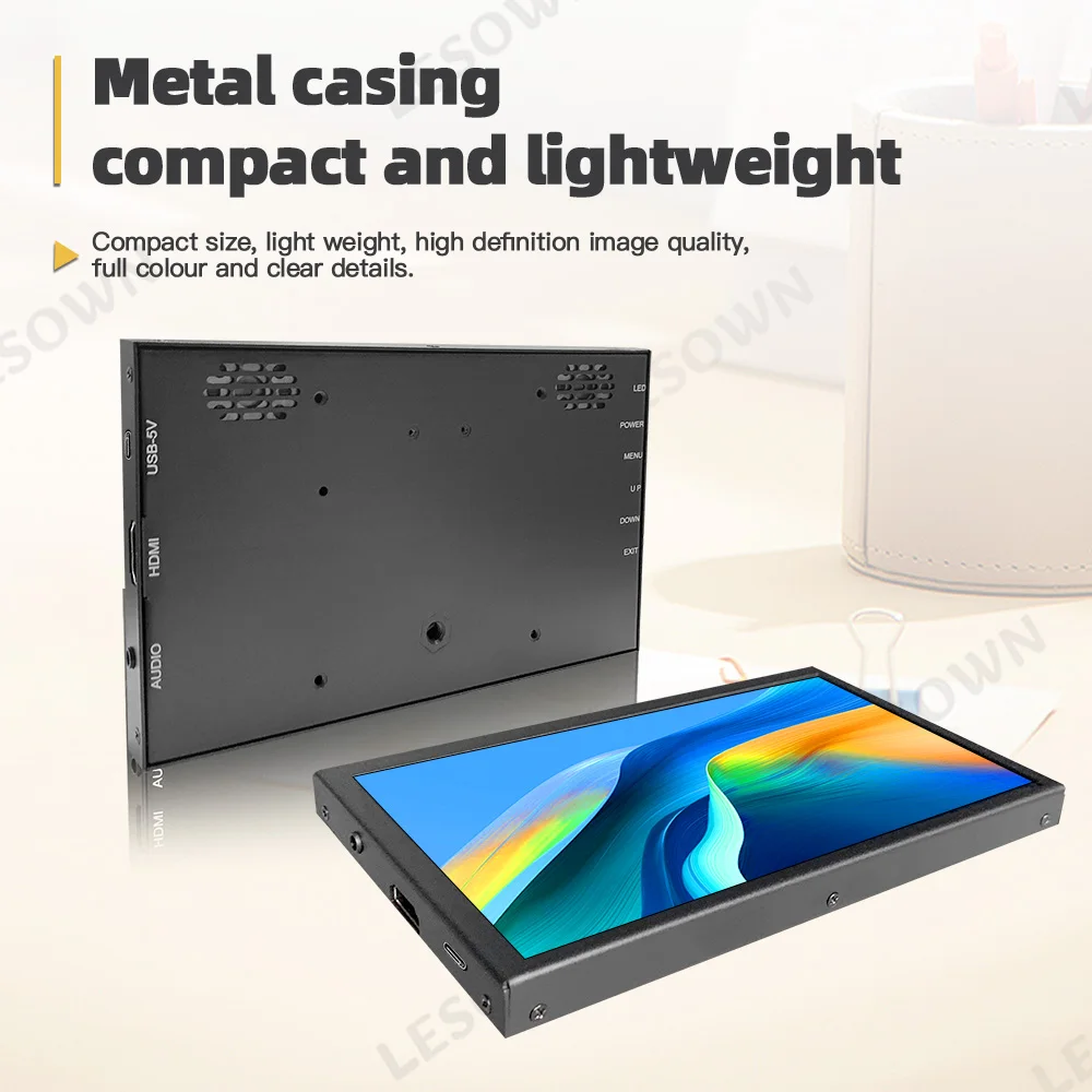 شاشة LESOWN Raspberry Pi 7 10.1 بوصة للسفر 1024x600 IPS LCD تعمل باللمس شاشة صغيرة إعداد خالي من السائق لـ Android TV Box