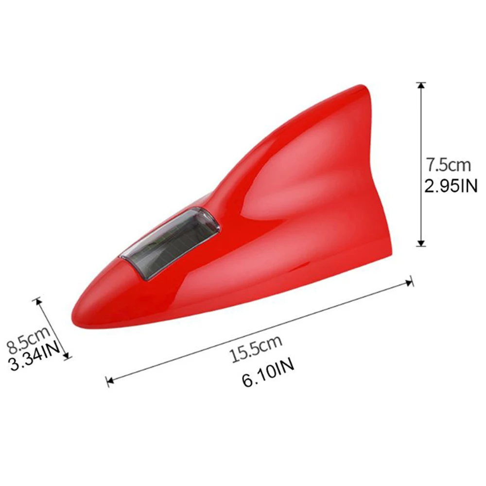 Car Solar LED Anti Collision Light Warning Lights Universal Shark Fin Antenna Light Automobile Modeling Decorating Accessories