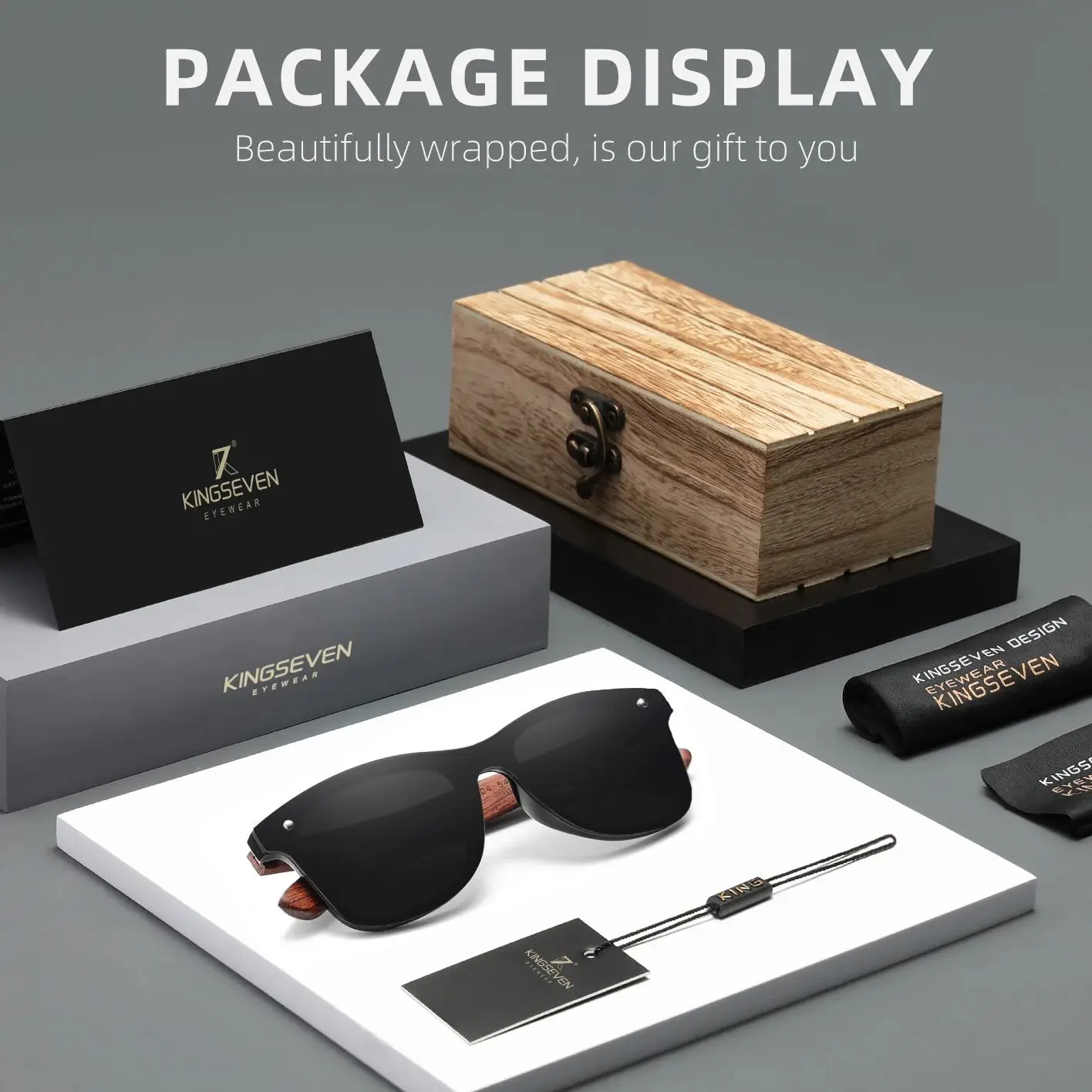 

KINGSEVEN брендовые деревянные поляризационные солнцезащитные очки с линзами UV400, мужские модные очки в квадратной оправе, женские повседневные летние мужские очки для вождения