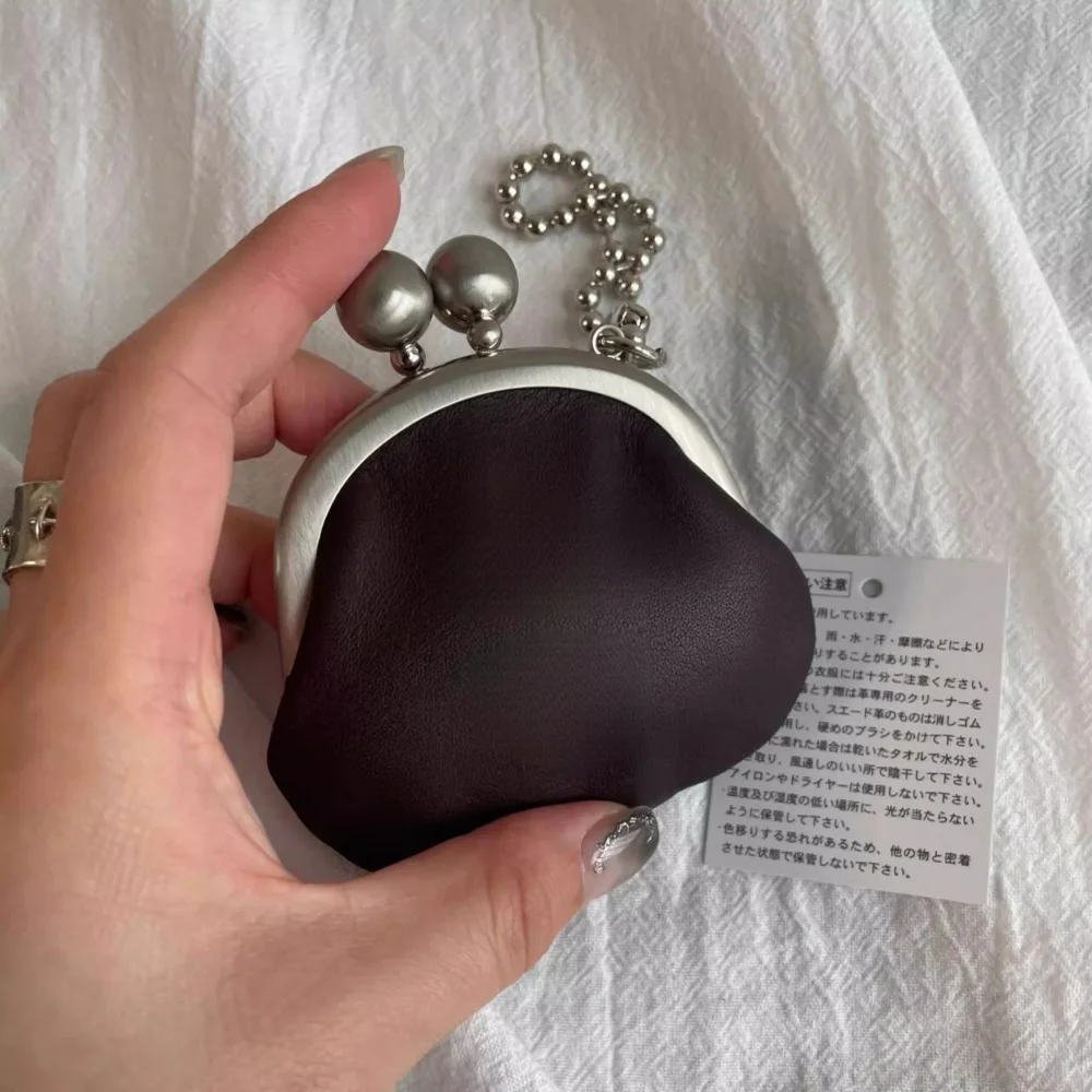 

Каркас для монет из натуральной кожи, японский стиль, дизайнерское качество, мини-сумка черного цвета