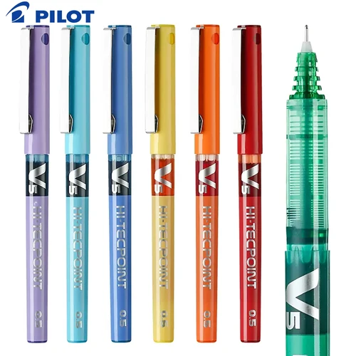 Bolígrafo de Gel Pilot V5 de Japón, bolígrafo líquido recto, BX-V5, tinta de secado rápido de gran capacidad, punta de aguja de 0,5mm, papelería escolar, 1 Uds.