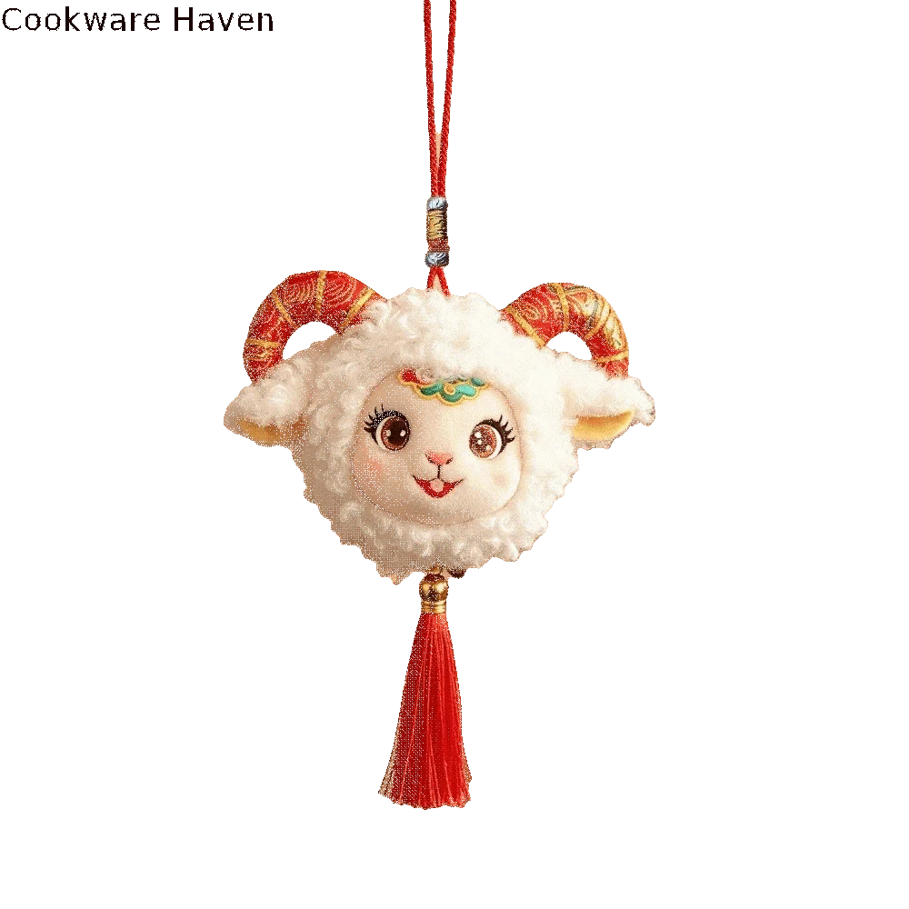 Fluffy Plush Sheep Pendant Soft Chinese Style Zodiac Goat Hanging Charm Decoration Lucky Gift New Year Mascot Ornaments